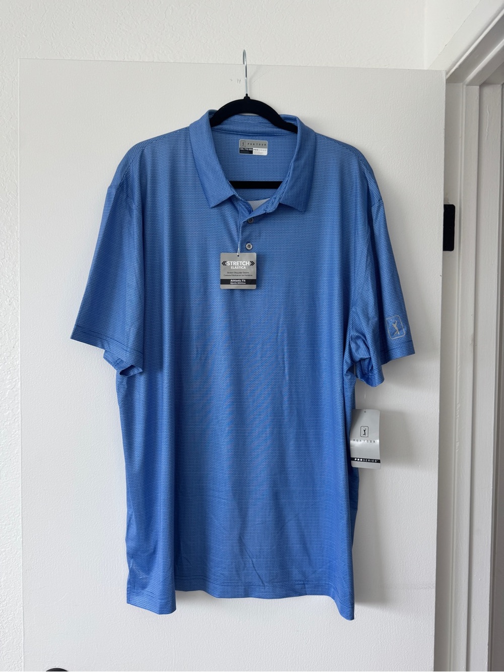 NWT PGA TOUR Pro Series Blue Performance Golf Polo XXL UPF 50 Athletic Fit